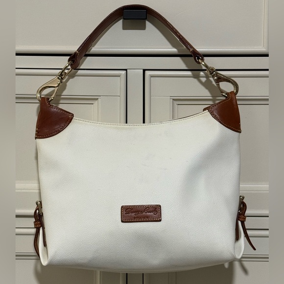 Dooney & Bourke Handbags - Dooney & Bourke Off White Pebble Grain Hobo Shoulder Bag with Brown Leather